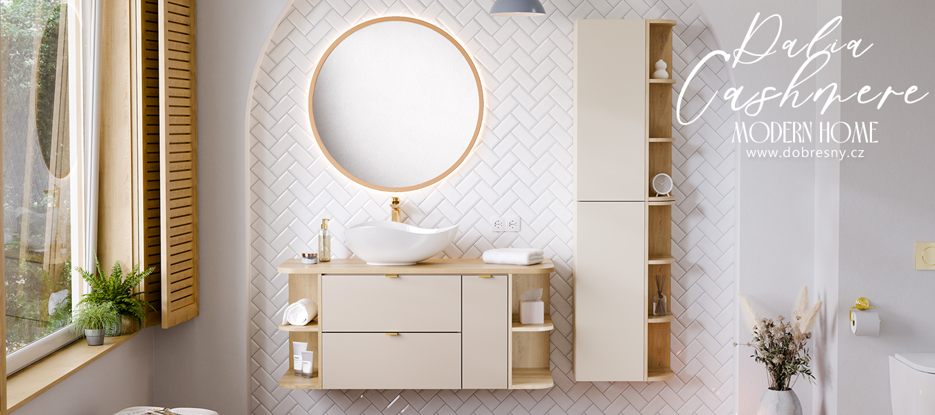 Koupelnový horní otevřený regál DUB CREMONA 30 cm